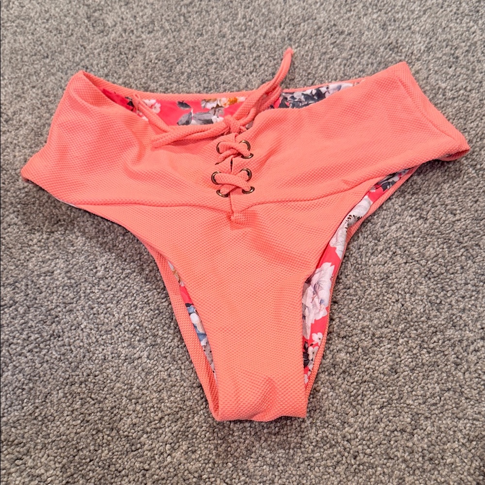 Maaji Peach Lace-Up Reversible Bikini Bottom
